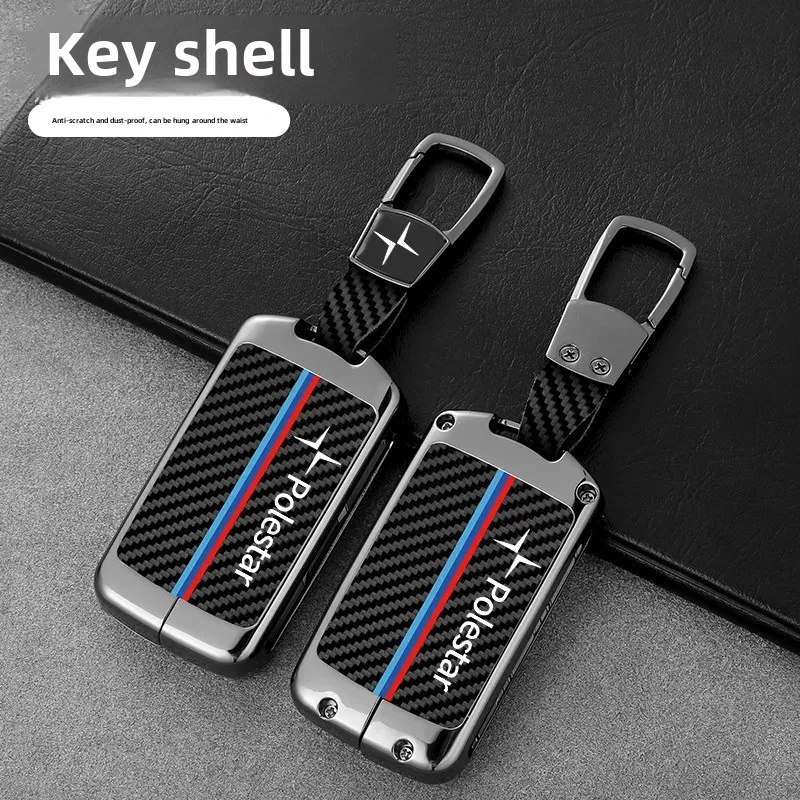 Polestar2 Key Case Car Specific Carbon Fiber Metal Shell Buckle For Polestar1 Car Key Cover For Men