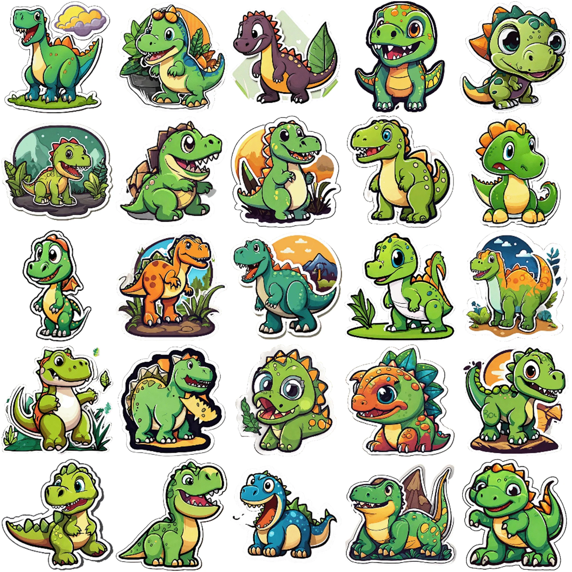 50 pieces of a cute cartoon dinosaur Add a Touch of Fun and Color to Any Room with these 50 pcs Stickers