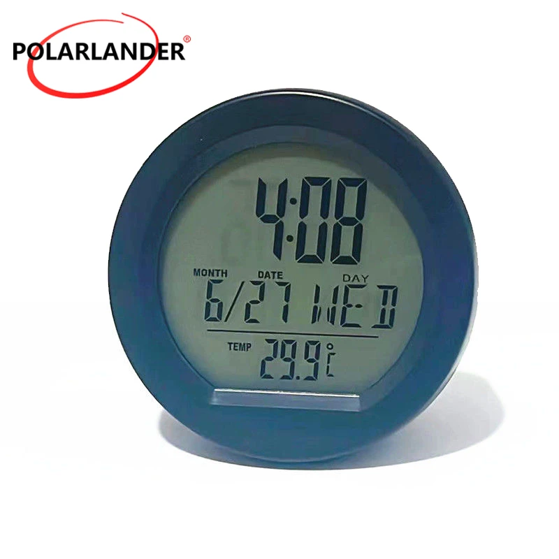 S77 Solar Powered Car Electronic Clock 12/24H System Celsius Fahrenheit Conversion Luminous Clock with 3M Adhesive