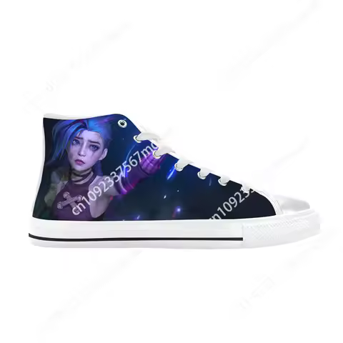 Jinx Arcane League of Legends Lol Game Anime Cute Casual Cloth Shoes High Top Comfortable Breathable Custom Men Women Sneakers