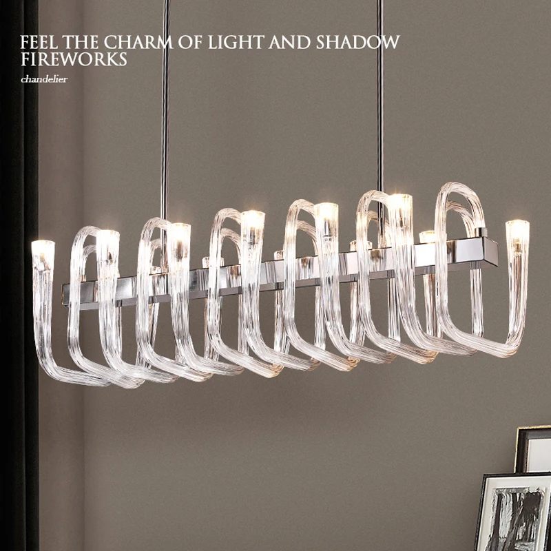 

Luxury Glass Pendant Lights Fixture LED Modern Long Pendant Lamps American Shining Droplight European Home Indoor Hanging Lamp