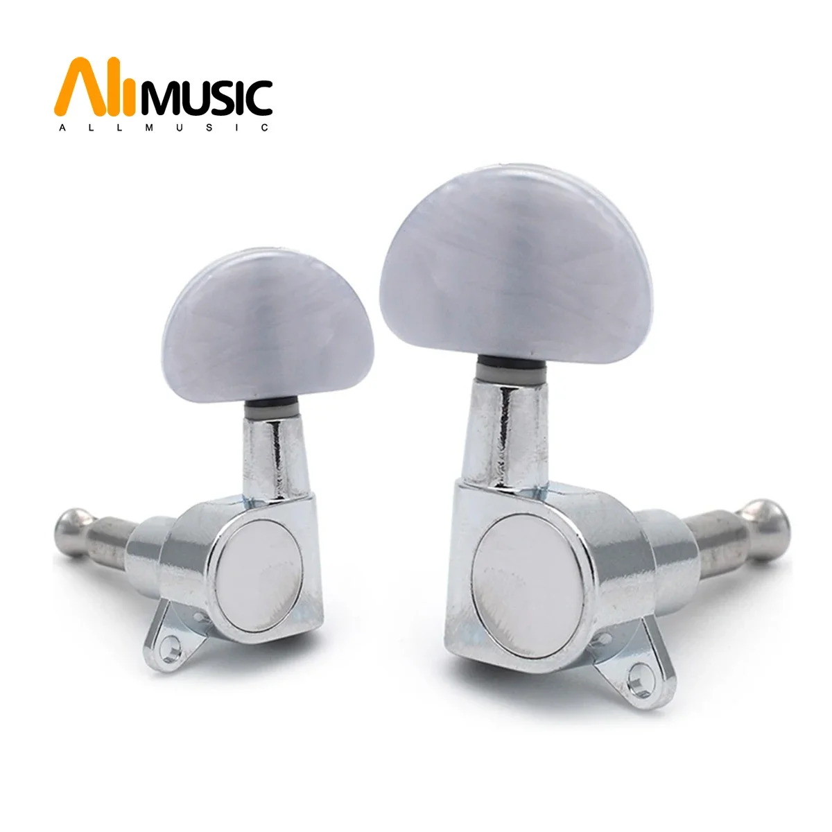 6Pcs Guitar String Tuning Pegs Key Tuner Machine Head with White Pearl for Electric Guitar Silver