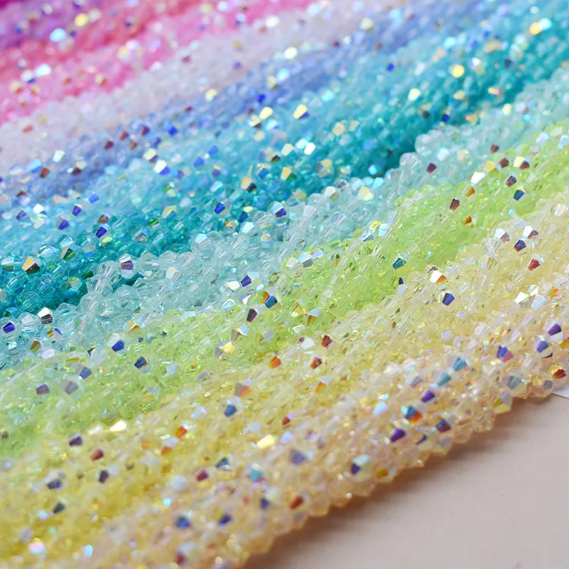 4mm 2 strand 160pcs AB Color Bicone Crystal Glass Beads Loose Spacer Beads Austria Faceted Crystal Beads For Jewelry Making DIY