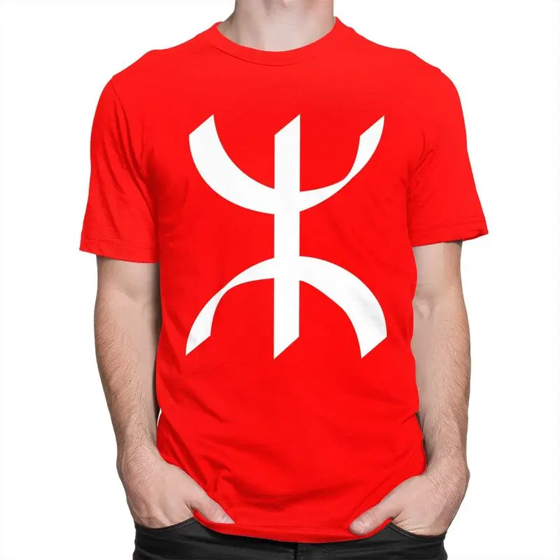 Custom Berber Tifinagh Symbol T Shirts for Men Pure Cotton Tee Tops Flag Of Amazigh Tshirts T-shirt Clothing