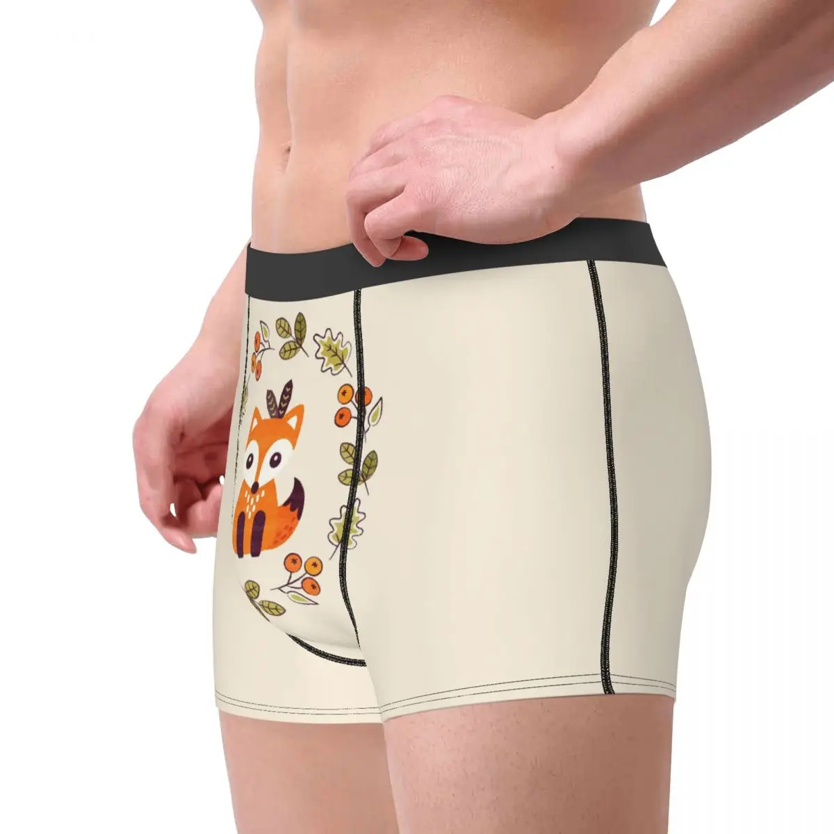 Трусы-боксеры, шорты Little Fox с осенними ягодами, мужские трусы, мягкое нижнее белье для мужчин, подарок бойфренду