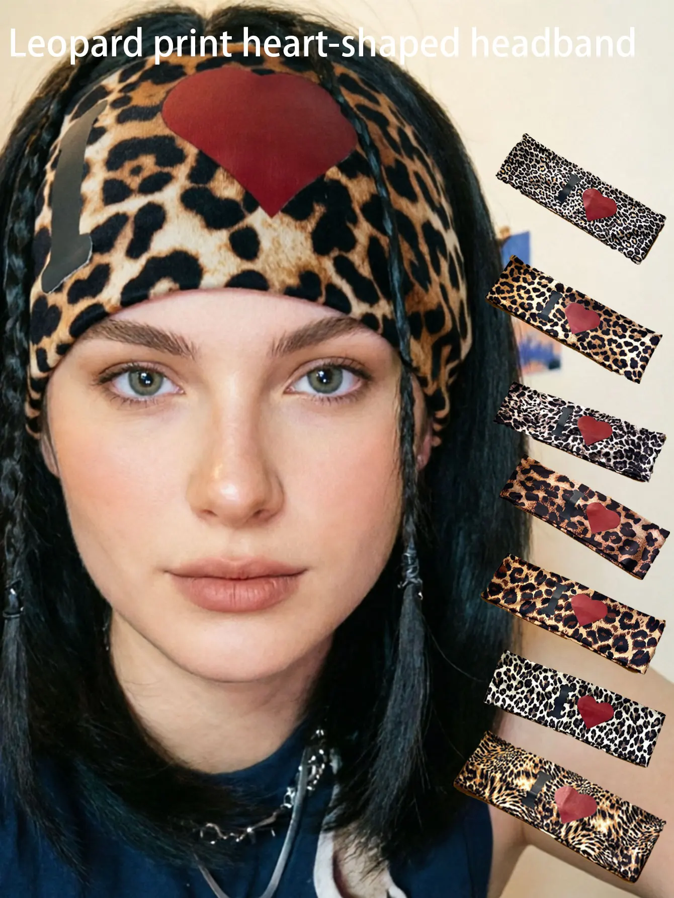 1PC Love Printed Headband, Retro Leopard print Headband, High grade Elastic Versatile Sports Bundle Headband