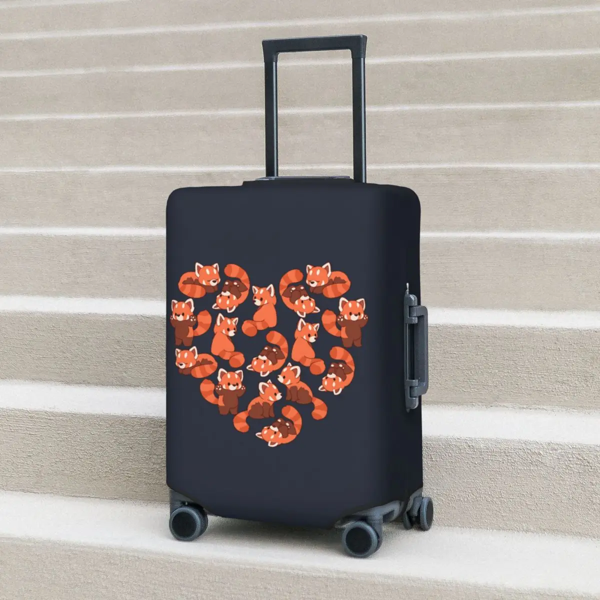 

Heart Shape Made Of Red Pandas Animal Suitcase Cover Vacation Business Useful Luggage Case Protection