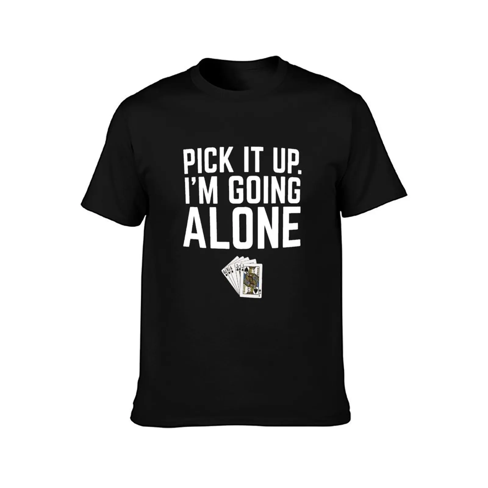 Pick It Up I'M Going Alone Euchre Long Sleeve Shirt T-Shirt, Summer Casual Cotton Tee, Oversized Streetwear Tops, 100% Cotton