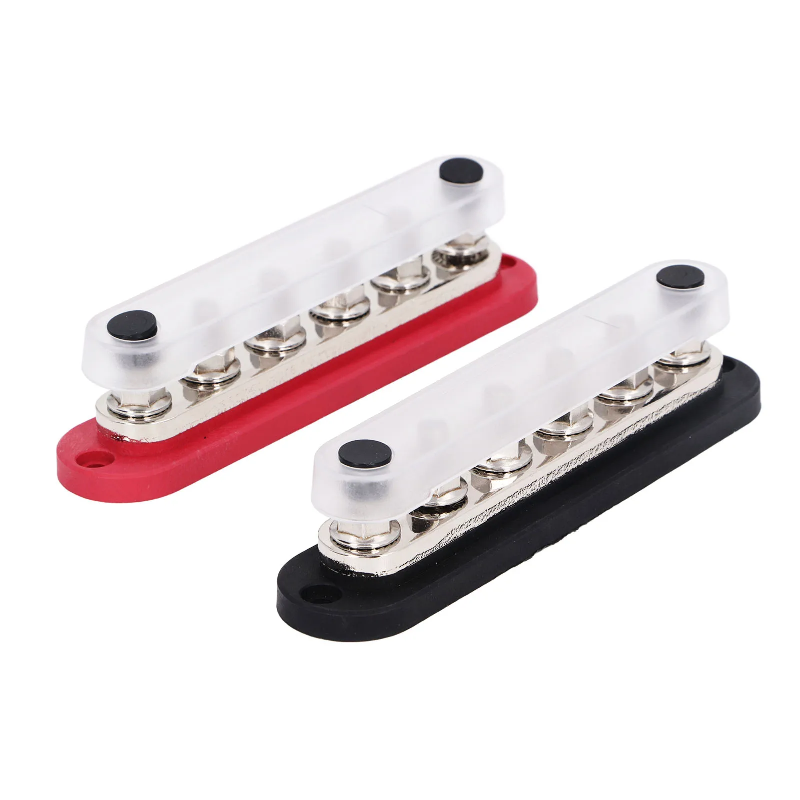 2Pcs M8 300A 12 to 48V Power Distribution Block Brass Stainless Steel Bus Bar Terminal Block for Car Boat Marine