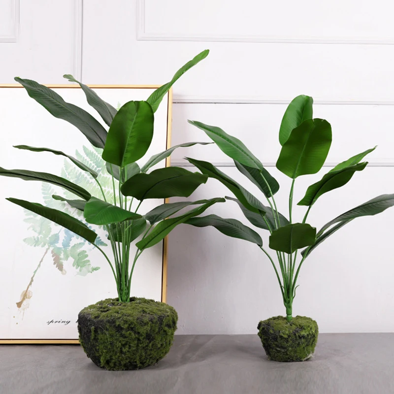 85cm Artificial Plants Tropical Palm Tree Fake Banana Plants Leaves Real Touch Plastic Monstera For Home Garden Party Decor