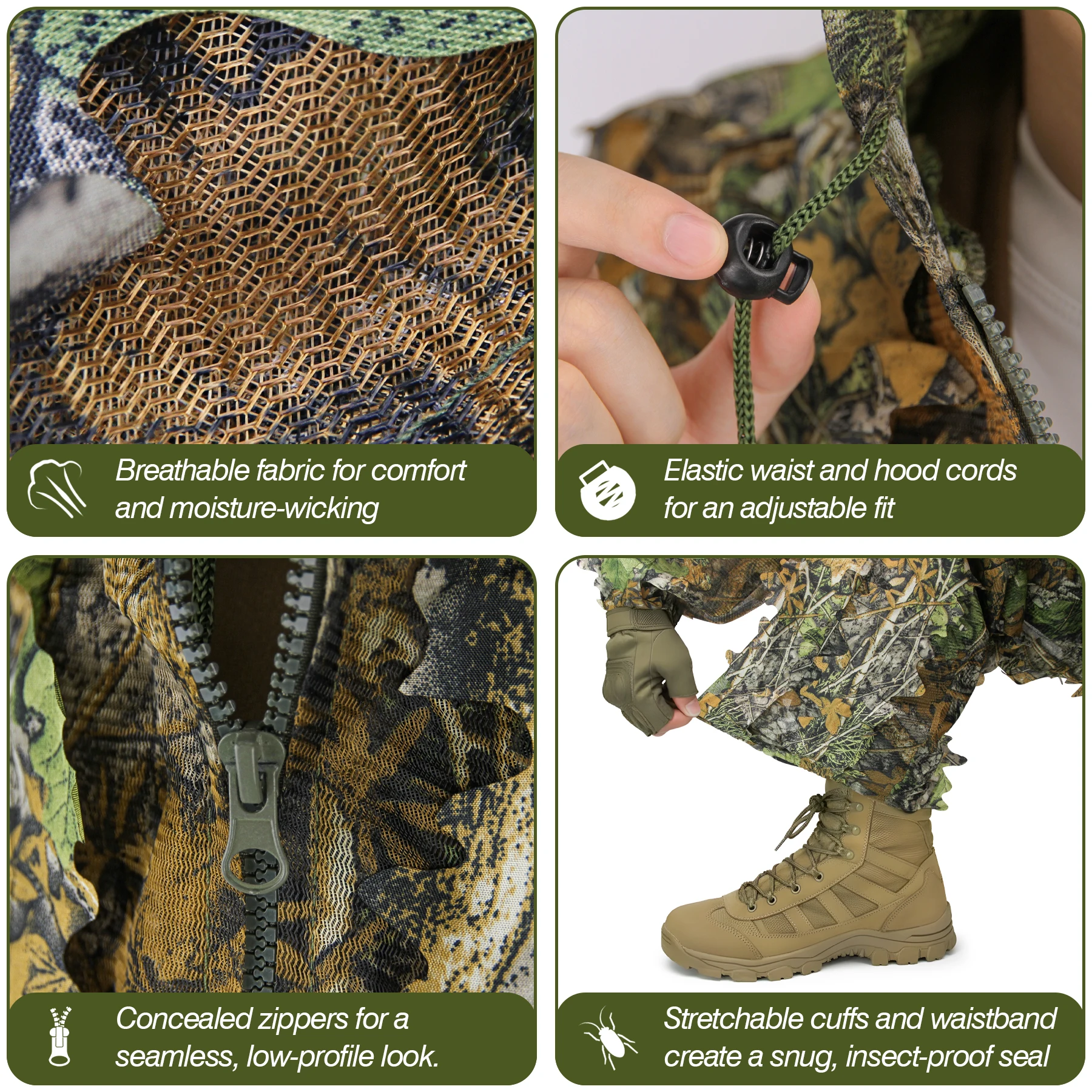 ชุดพรางลายใบไม้ 3 มิติ ระบายอา - Outdoor Hunting Photography บทวิจารณ์และราคา