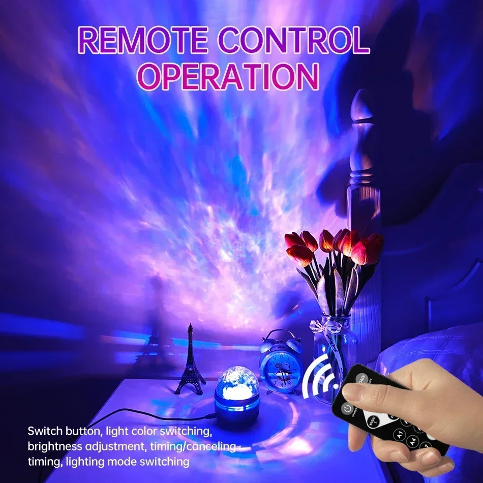 Aurora projeção luz de palco usb led projetor decorações de festa de natal controle remoto 7 cores sonhador céu festa luzes da noite