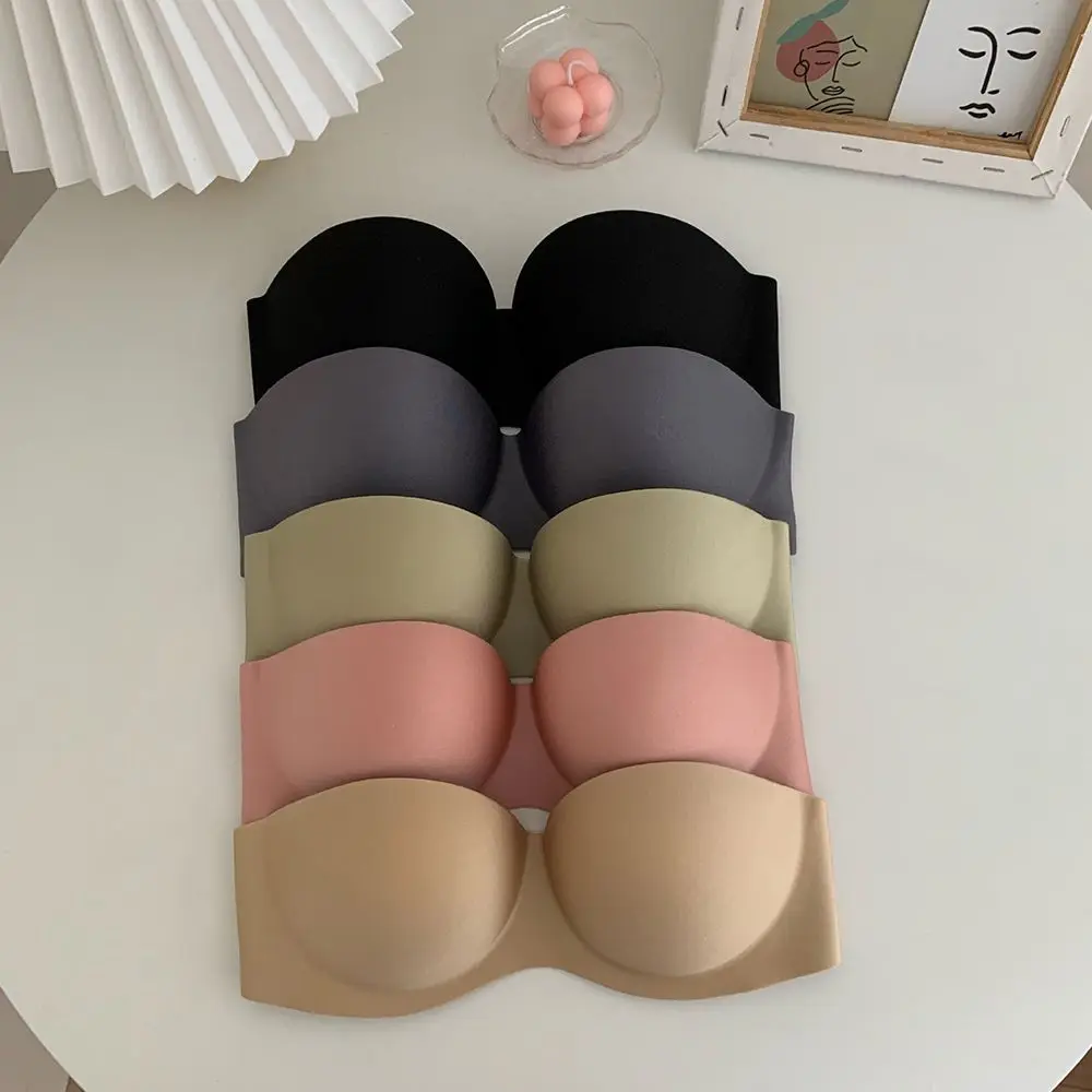 BH Wanita Tanpa Tali, Bralette, Tube Top Half Cup, Tanpa Kawat, Sabuk Ekstensi Beauty Back