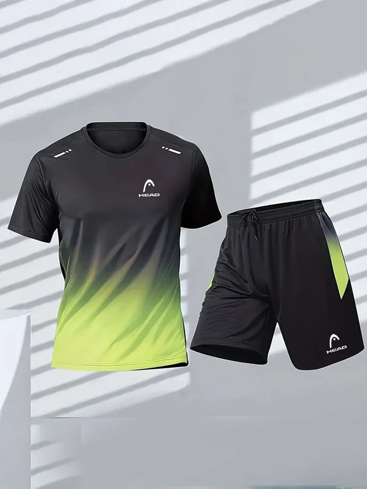 HEAD Summer Men's Sports T-shirt and shorts Summer Men's Tennis Short sleeve top Football Training Badminton shorts