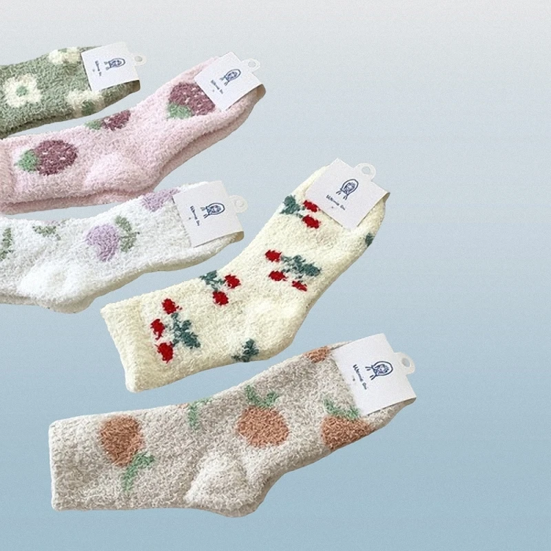 Smile-Chaussettes mi-tube épaisses pour femmes, chaussettes de couchage pour femmes, mode décontractée, lieu de confinement à la maison, 2/4 paires, 2024