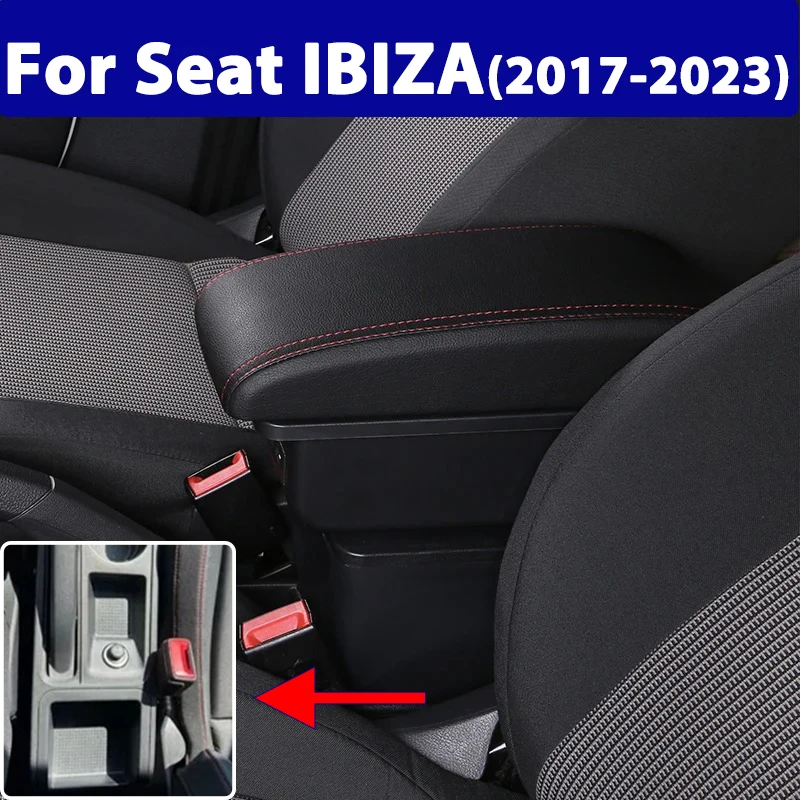 For SEAT IBIZA car armrest modification multifunctional double-layer storage box with USB charging easy to install car accessori