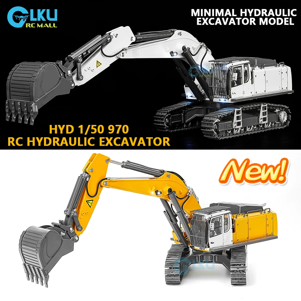 

HYD 1/50 R970 RC hydraulic excavator model, suitable for personal collection and room office display