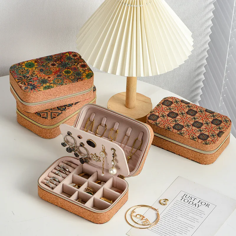 Retro Jewelry Box Travel Portable Rings Necklaces Storage Case Removable Jewelry Storages Boxes Woman Trinkets Organizer Cases