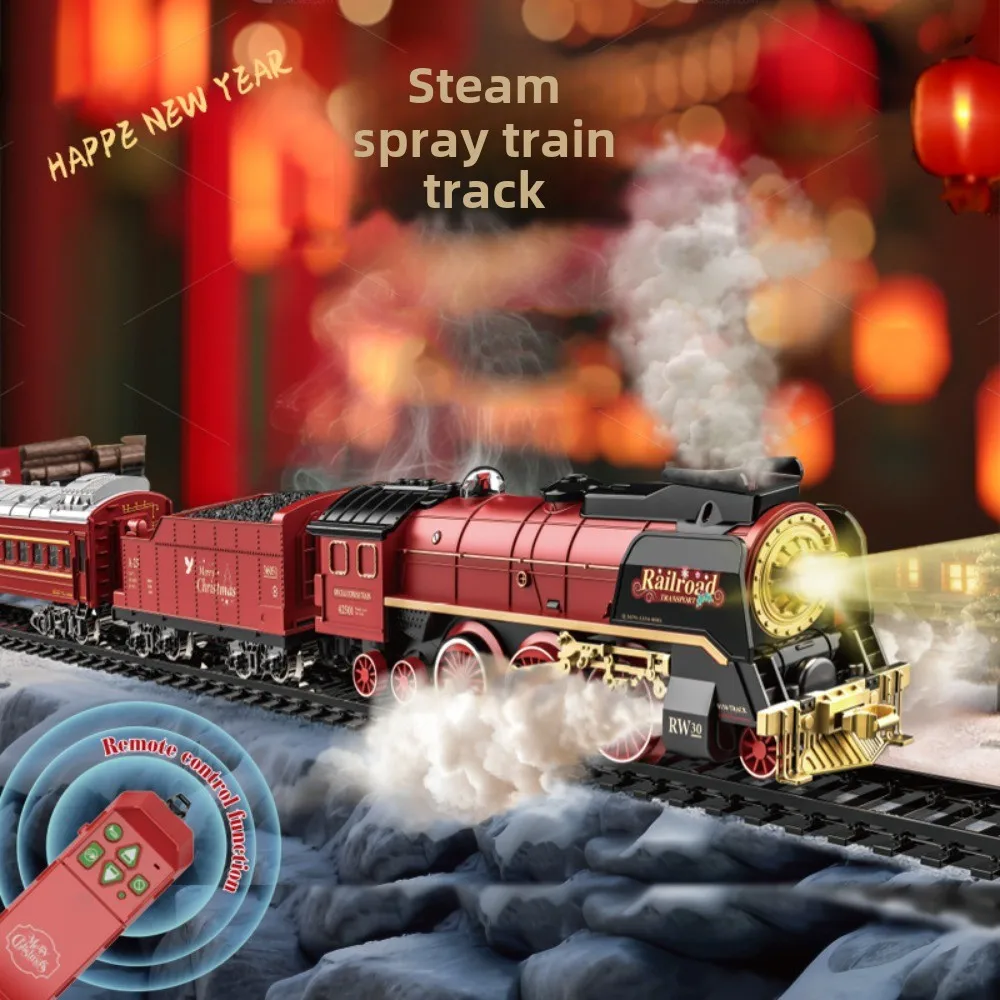 Simulazione Treno telecomandato giocattolo Modello di treno piccolo a vapore che aggiunge fumo d'acqua Regali per le vacanze di Natale per bambini