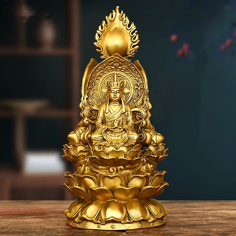 

Brass Three Saints Statue Ornament Home Buddha Hall Worship Three Faced Buddha Shakyamuni Ksitigarbha Bodhisattva Guanyin