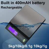 LCD Digital Electronic 5kg/10kg/0.1g 10kg/1g Kitchen Scale Stainless Weighing Baking Tool Rechargeable Built in Battery