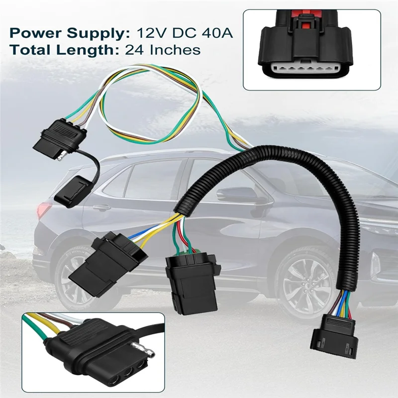 Durable 4-Pin Trailer Tow Wiring Connector Relay Harness For Equinox For GMC Terrain 2018-2024