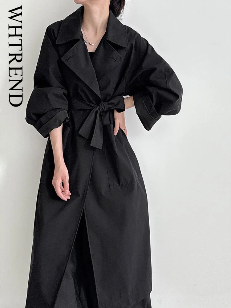 

WHTREND High End Loose Large Pocket Trench Coat Niche Women's Autumn New Fashion Jacket Coat With Belt WH1383
