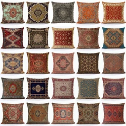 Linen Turkish Persian Carpet Pattern Throw Pilow Cover 35/40/45CM Square Hot Ethnic Bohemian Pillow Case Couch Pillow Decor Home