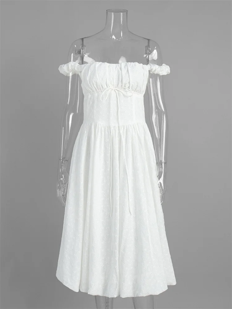 Tossy White Fashion Lace-Up Long Dress Women's Elegant Backless Patchwork Summer 2026 Party Dress Female Bodycon Dress Clothes