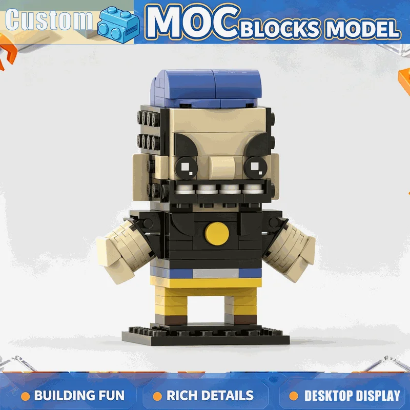 132PCS Sailor Captain Figure Model Building Blocks Set Blue Hat Strong Man Character Display Toy DIY Assembly Educational Gift