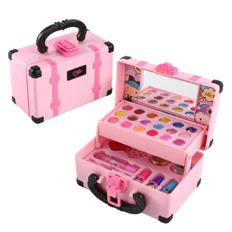 

Kids Makeup Kit For Girl Washable Safe Cosmetics Toys Set Children Makeup Cosmetics Playing Box Play Set Safety Non-toxic Toys