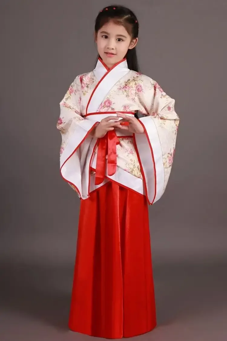 Hanfu Chinese Costume Flower Girl Dresses Traditonal Stage Wear Women Dance Costume Adult Fairy Dress