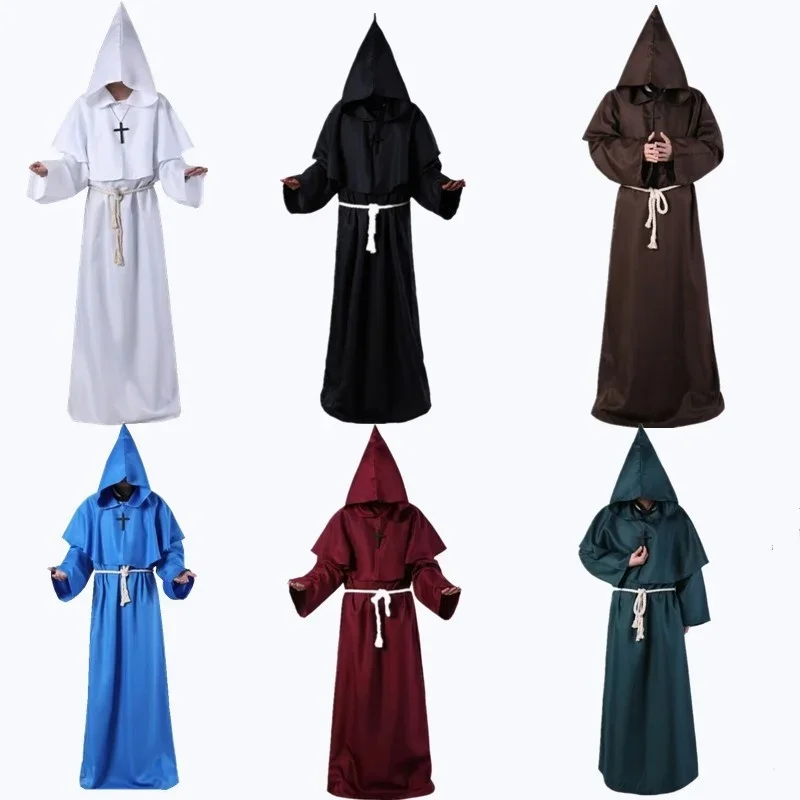 Nieuwe Halloween Mannen Middeleeuwse Monnik Gewaden Monnik Kostuums Tovenaar Priester Kostuums Cosplay