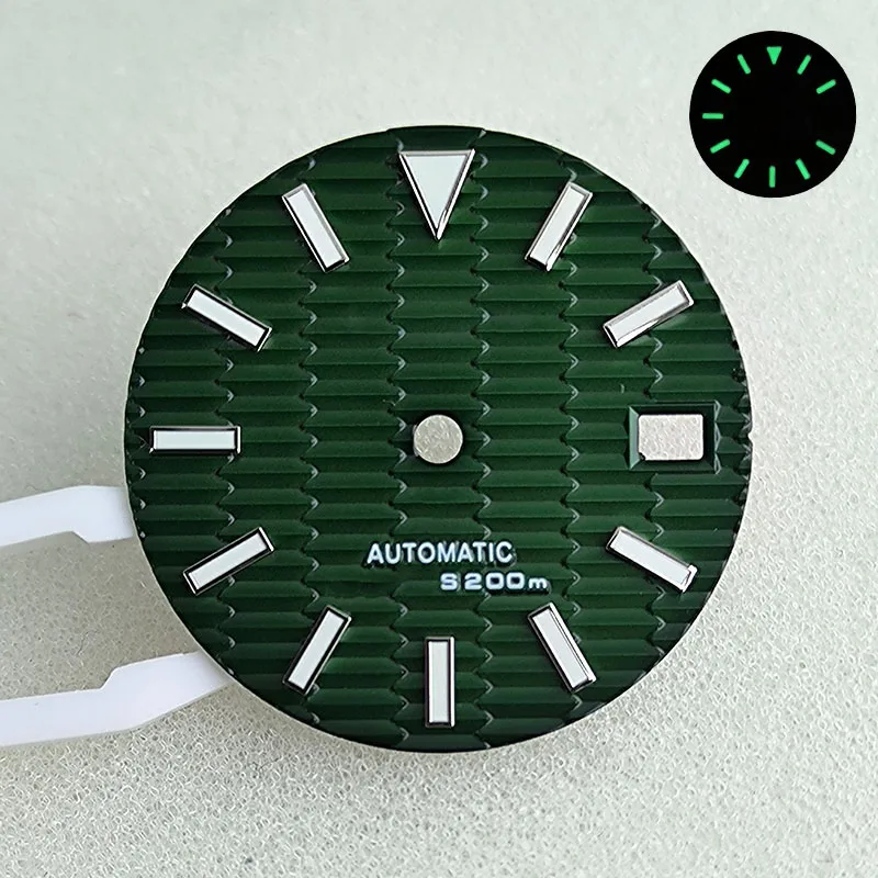 NH35 ملحقات قرص الساعة 28.5 ملم قرص أخضر C3 مضيء لملحقات ساعة الحركة الميكانيكية NH 35