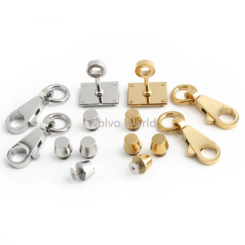 1/3Sets 100% Stainless Steel New Bag Locks Swivel Clasp with Key For Women Handbag Purse Tote Turn Lock Set Accessories High-end