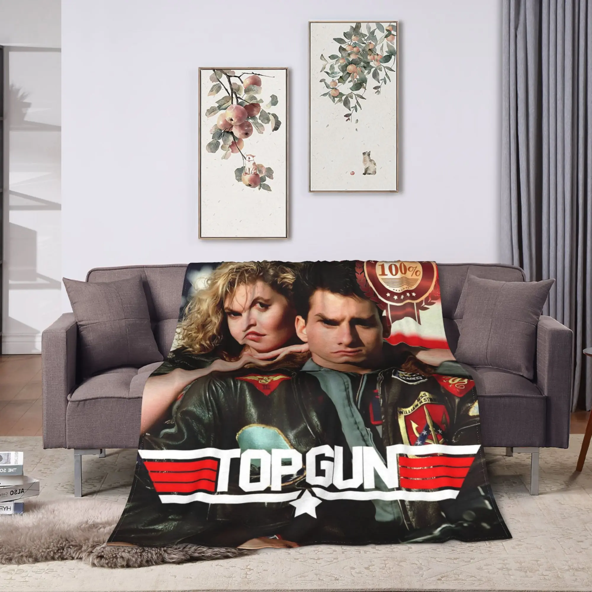 Top Gun Sign Tom Cruise Fighter  Flannel Blanket  Warm Soft Throw Blanket for Couch Bed Travel Pattern Bedspread Sofa Bed Cover