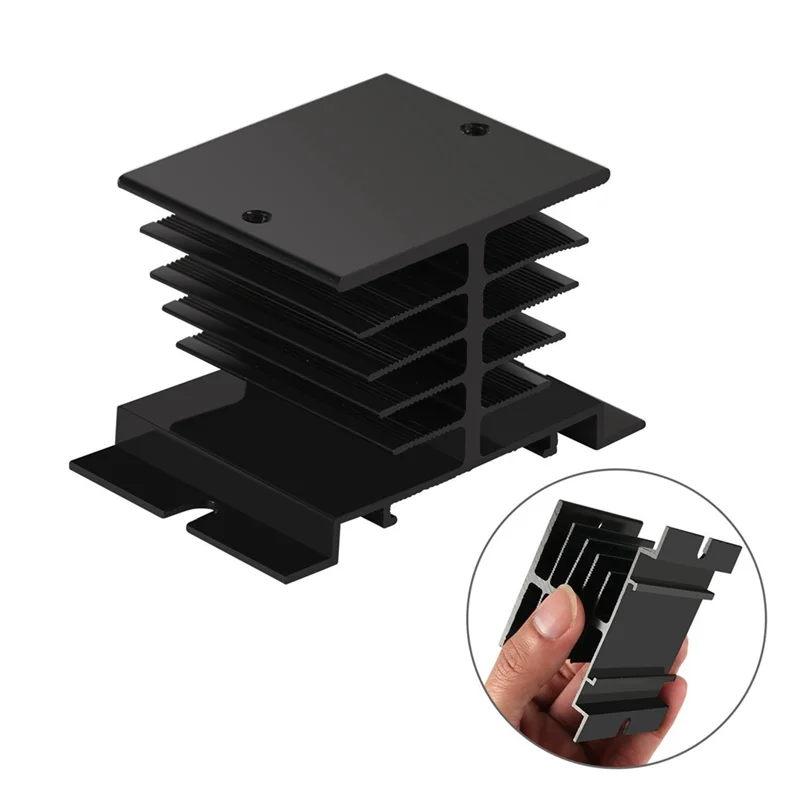 9PCS Heatsink PID Temperature Controller Heat Sink For Solid State Relay And SSR Radiator Module Black For SSR-10,25,40A