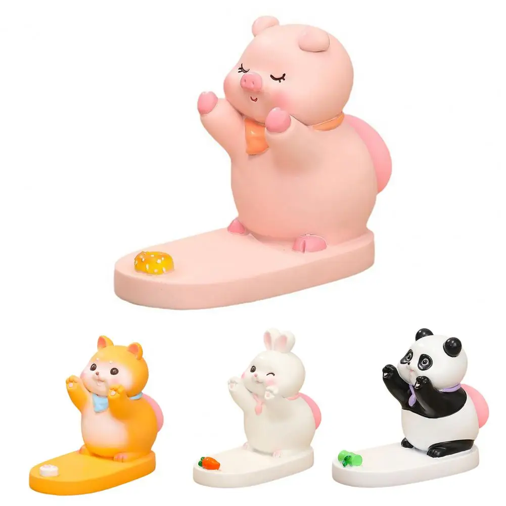 Очаровательный держатель для телефона, мультяшный держатель для сотового телефона, скульптуры для настольного декора, свинья, собака, кролик, панда, резиновые фигурки для мобильного телефона