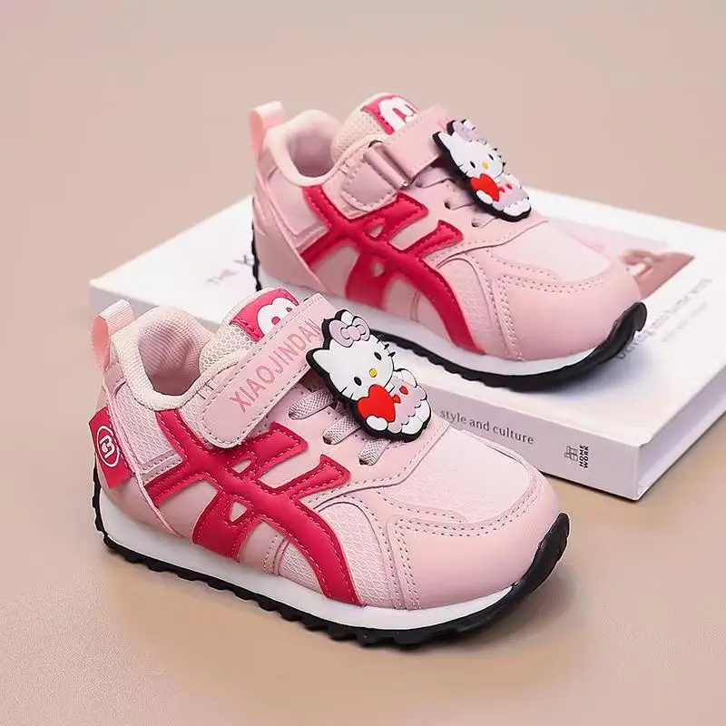 

Hello Kitty Spring Autumn Cartoon Child Flat Shoes Girl Sweet Cute Outdoors Non-Slip Sneakers Soft Sole Lightweight Casual Shoes