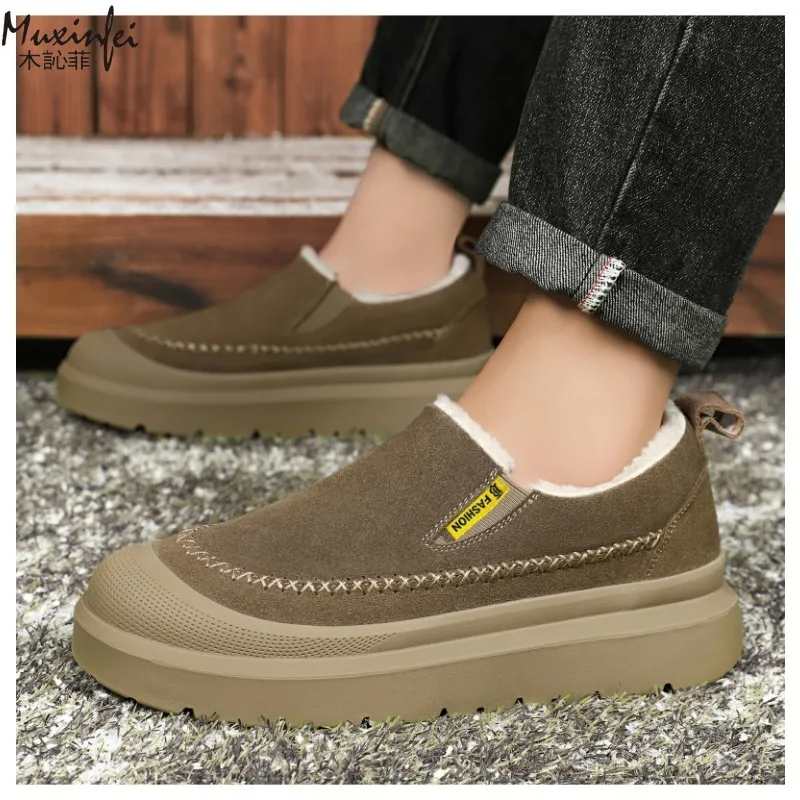 Nuovi stivali da neve caldi antiscivolo con suola spessa da uomo invernali che aumentano l'altezza, scarpe casual versatili in cotone spesso