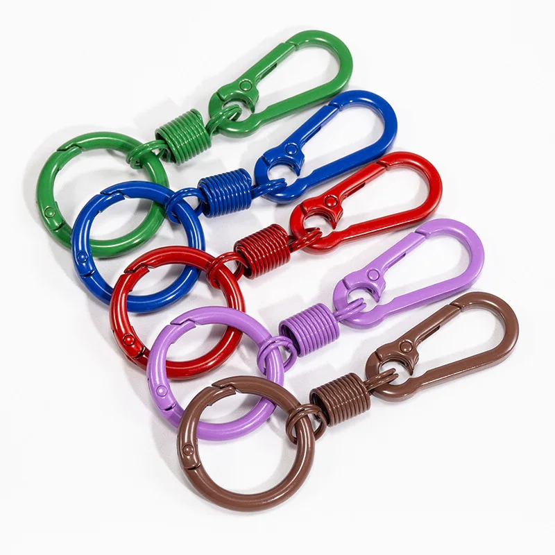 2pcs Colorful Spring Keychain Carabiner Buckle Key Rings