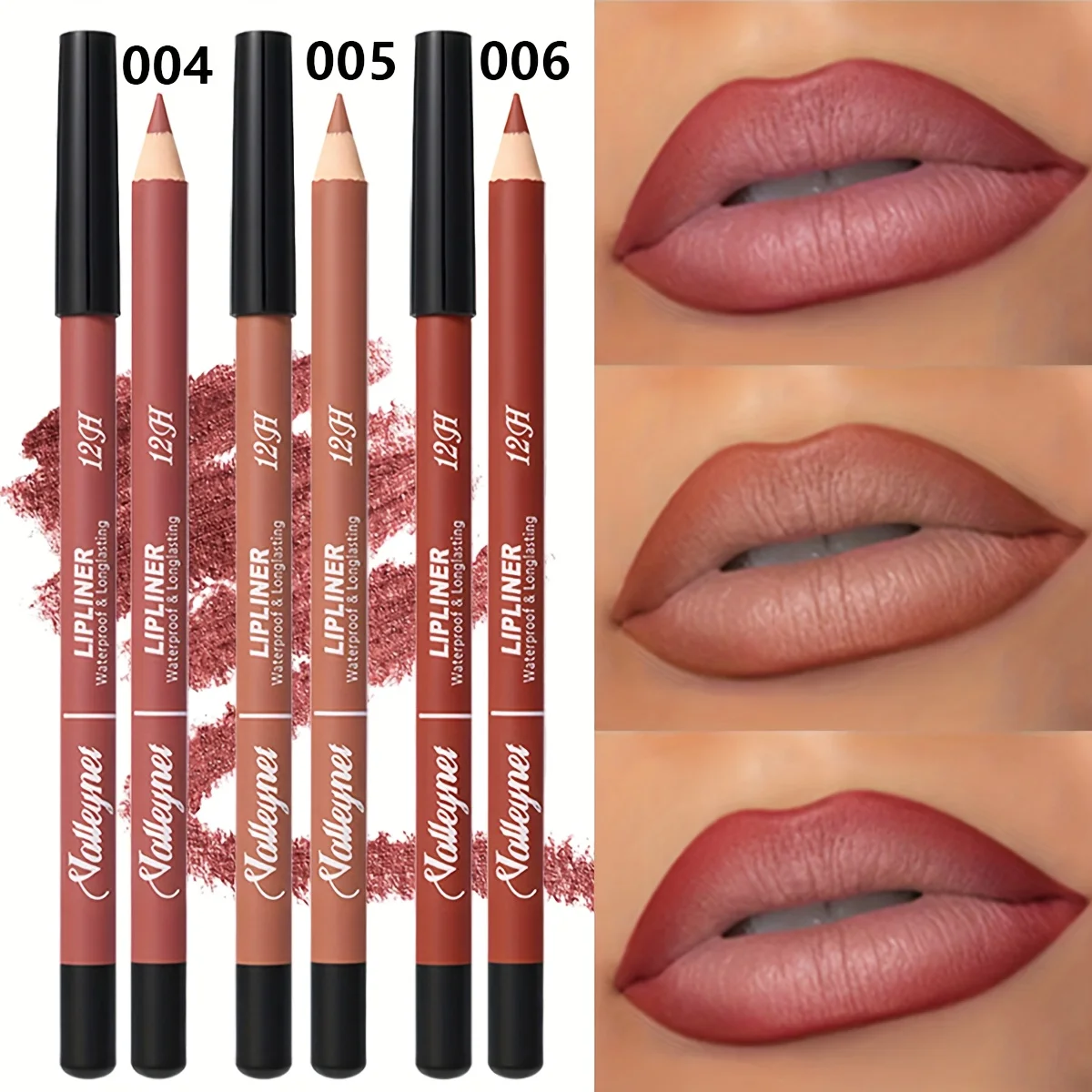 3 ألوان ماتي قلم تحديد الشفاه مقاوم للماء وطويل الأمد ماكياج الشفاه مع طرف حاد عارية قلم تحديد الشفاه مجموعة ماكياج الشفاه كومبو #6