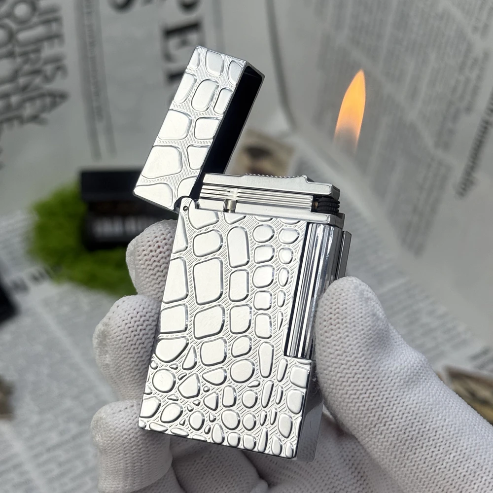 

Частичная газовая зажигалка многоразового использования Matel с текстурой крокодила, гаджеты для курения сигарет, мягкое пламя для курения, мужские подарки