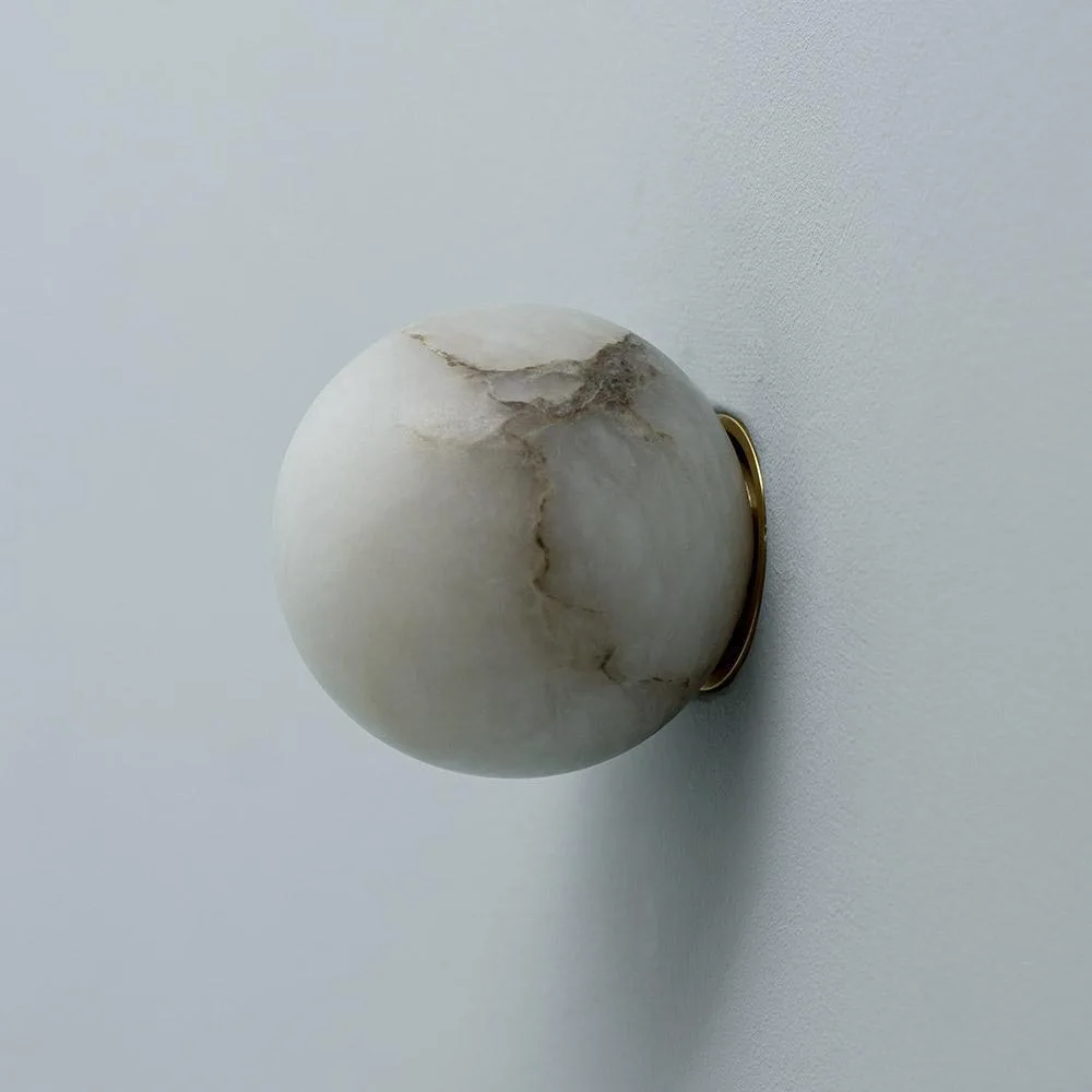 Marmeren wandlamp ronde bollamp retro Chinese wabi sabi wind middeleeuws