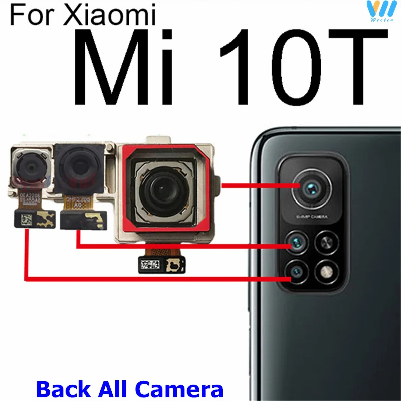 Front Rear Camera For Xiaomi Mi 10T/Mi 10T Pro/Mi 10T Lite 5G Back Main Small Front Facing Camera Module Flex Cable Repair Parts