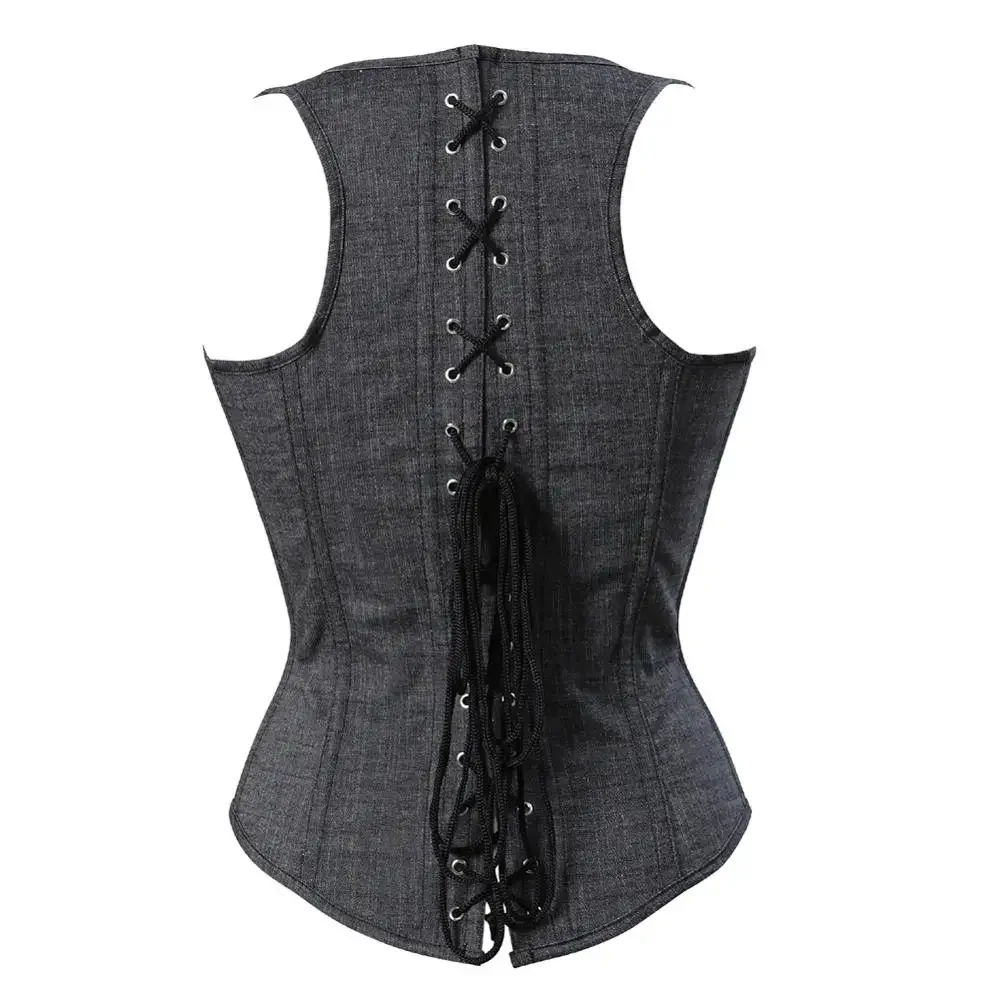 Corsets and Bustiers Corset Corselet Denim Jean Corsage Slimming Underbust Top Bustier Vest Sexy Plus Size