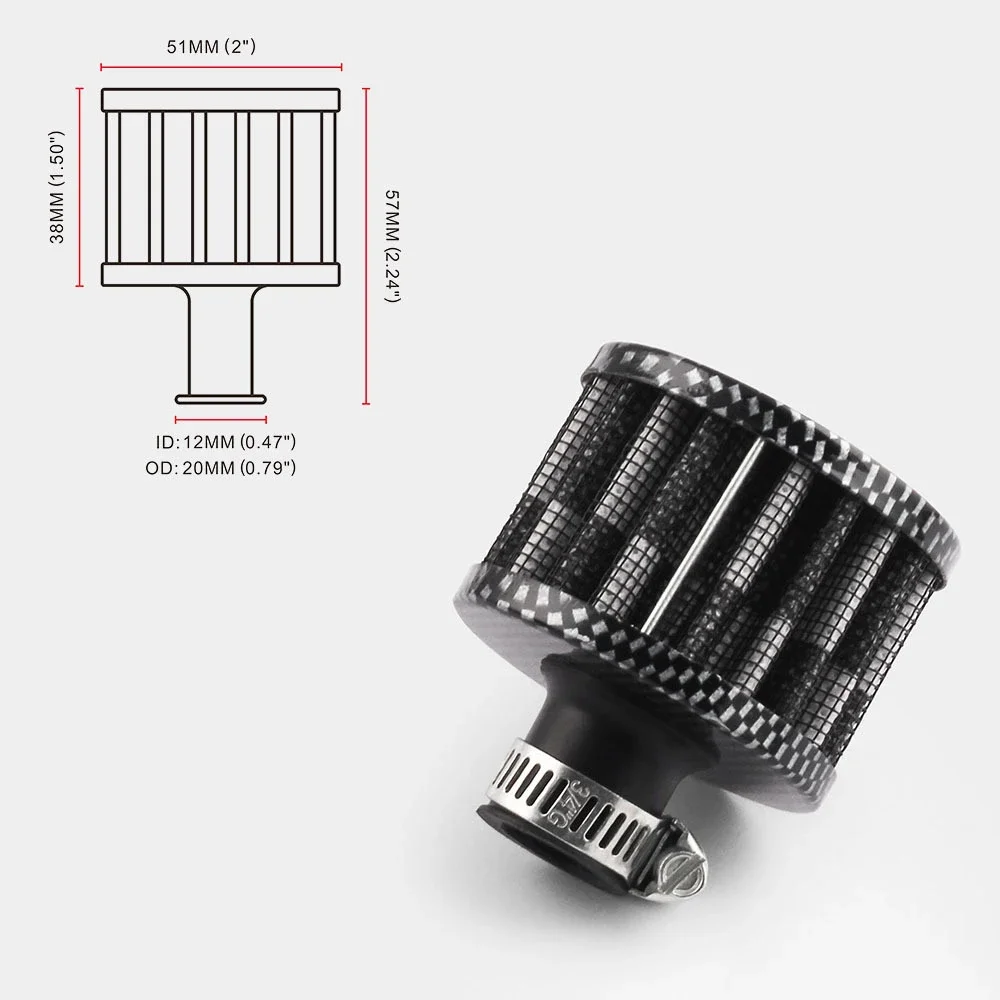 Universal Car 12mm 1 Inch For Motorcycle Cold Air Intake High Flow Crankcase Vent Cover Mini Breather Filters