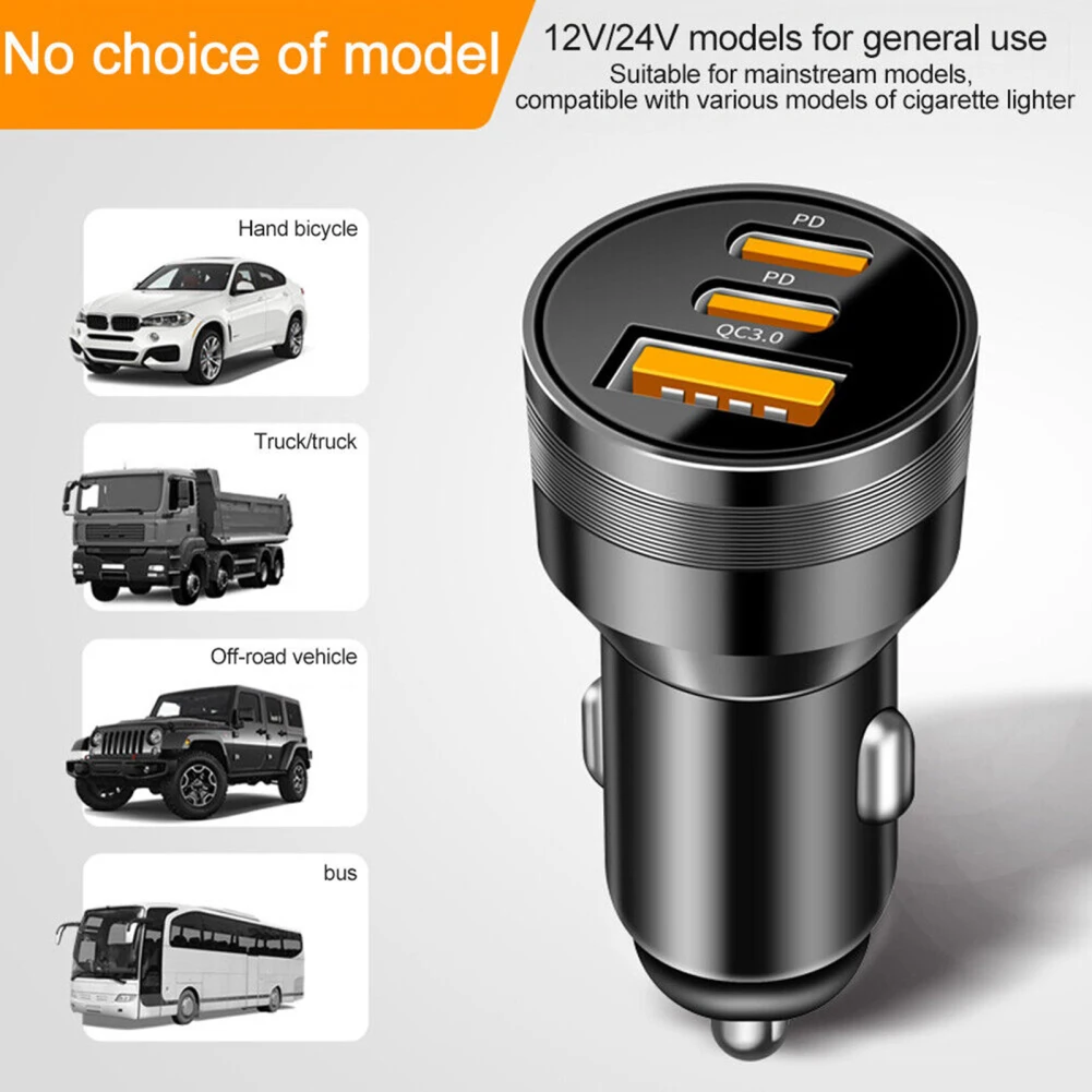 78W PD USB C Car Charger Dual PD QC3.0 Fast Power Charging Block Cigarette Lighter Socket Splitter Power Adapter