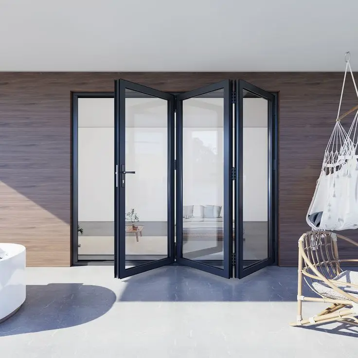 

High Quality Outdoor Panoramic Accordion Folding Door Rainproof Balcony Fold Up Doors Household Aluminum Sliding Glass Doors