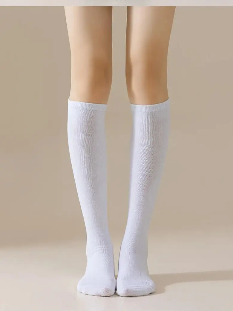 Weiche Wadensocken für Damen, Strümpfe, schwarz, weiß, lange Socken, nicht stinkende Strümpfe für Damen und Mädchen, warme Kniestrümpfe, Calcetines – Detail 3